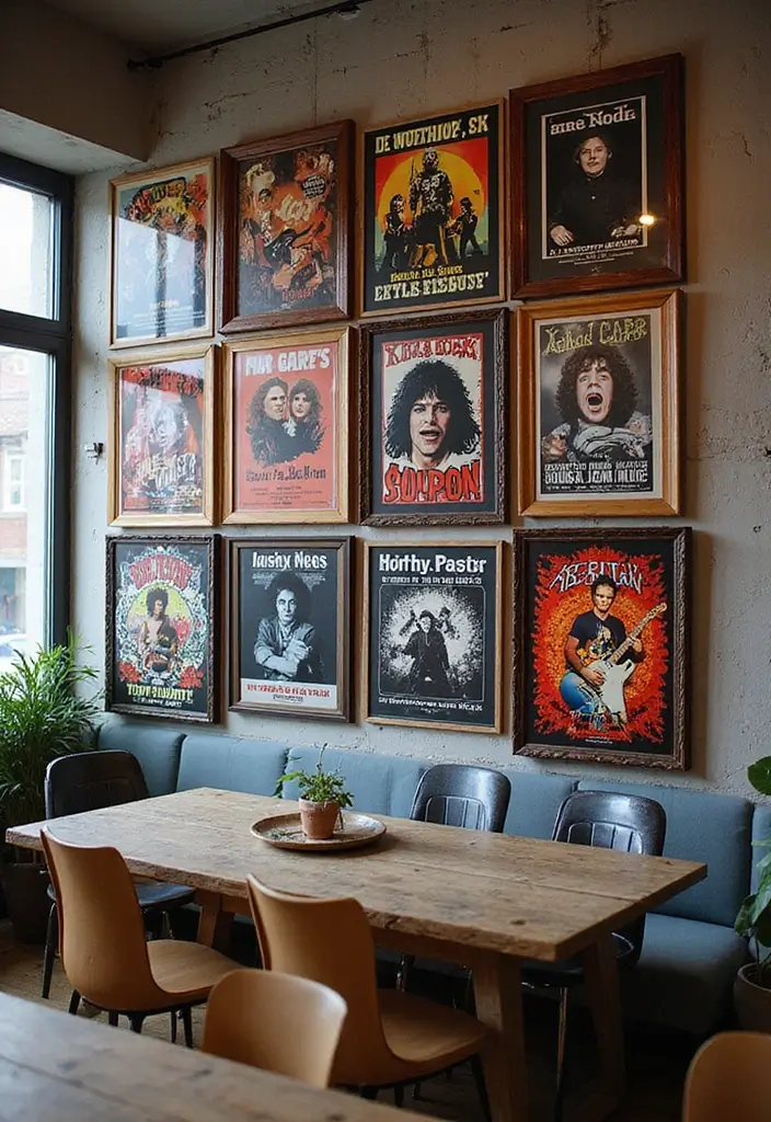 27 Rock n Roll Living Room Ideas That Feel Bold and Vintage - 4. Statement Rock Posters