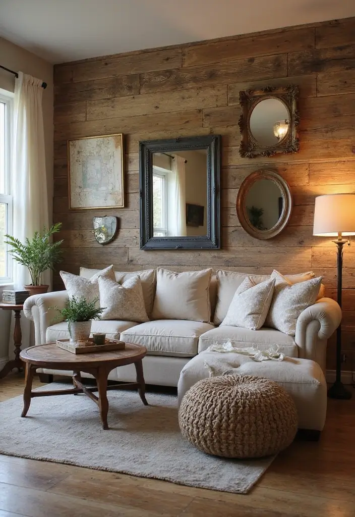 27 Rustic Wall Decor for Living Room Ideas That Add Texture and Charm - 1. Reclaimed Wood Accent Wall
