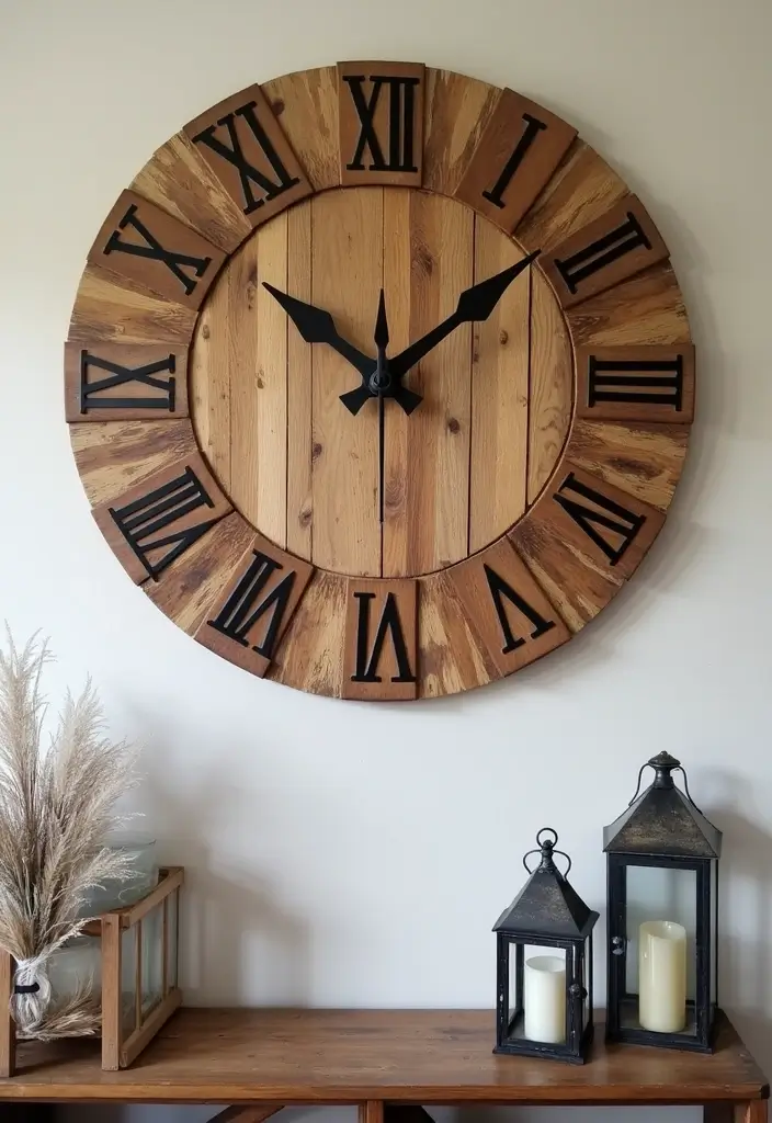 27 Rustic Wall Decor for Living Room Ideas That Add Texture and Charm - 10. Rustic Wall Clocks