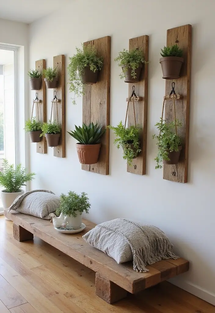 27 Rustic Wall Decor for Living Room Ideas That Add Texture and Charm - 13. Wall-mounted Plant Holders