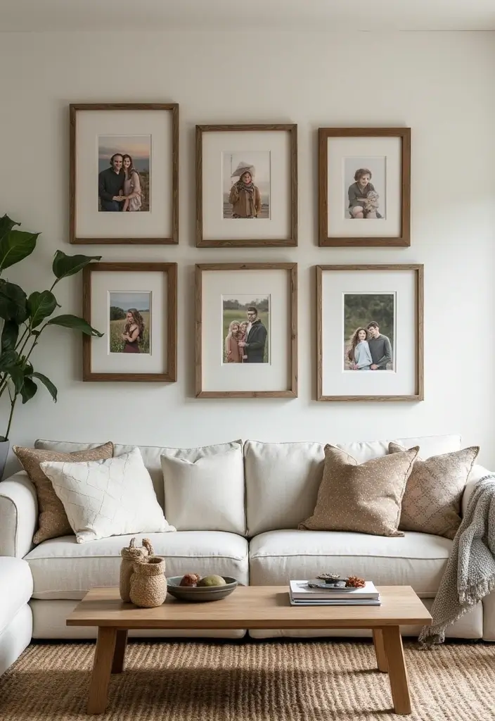 27 Rustic Wall Decor for Living Room Ideas That Add Texture and Charm - 14. Rustic Picture Frames