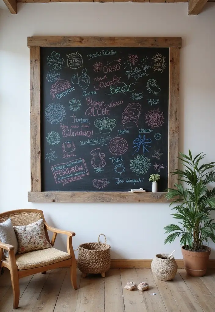 27 Rustic Wall Decor for Living Room Ideas That Add Texture and Charm - 18. Rustic Chalkboard Walls