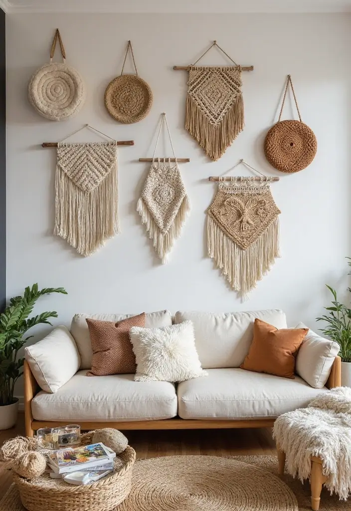 27 Rustic Wall Decor for Living Room Ideas That Add Texture and Charm - 4. Textured Wall Hangings