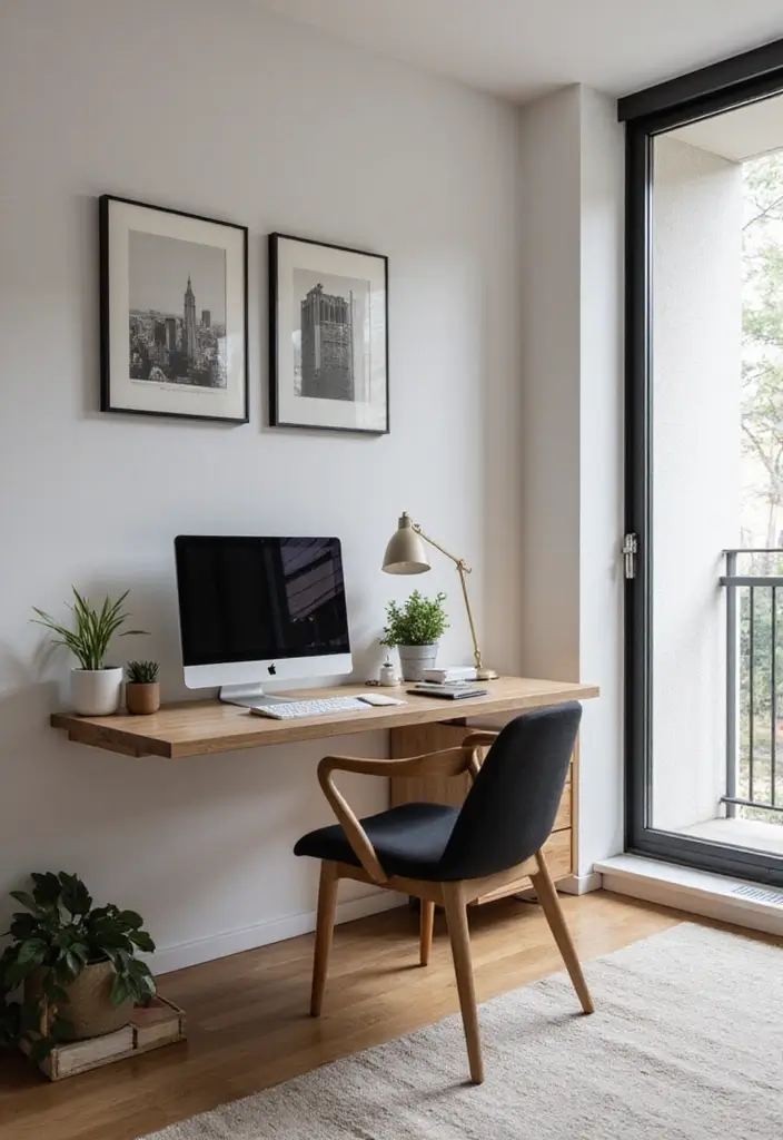 27 Small Living Room Decor on a Budget Ideas That Look Expensive - 15. Floating Desks for Workspace