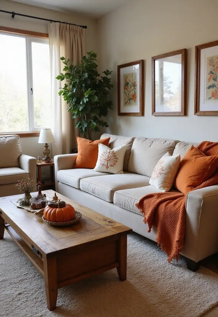 27 Small Living Room Decor on a Budget Ideas That Look Expensive - 18. Seasonal Decor Swap