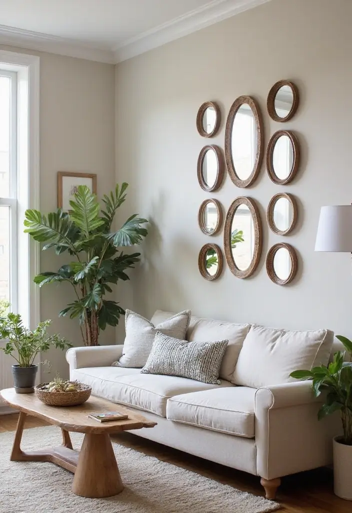 27 Small Living Room Decor on a Budget Ideas That Look Expensive - 9. Wall Mirrors for Depth