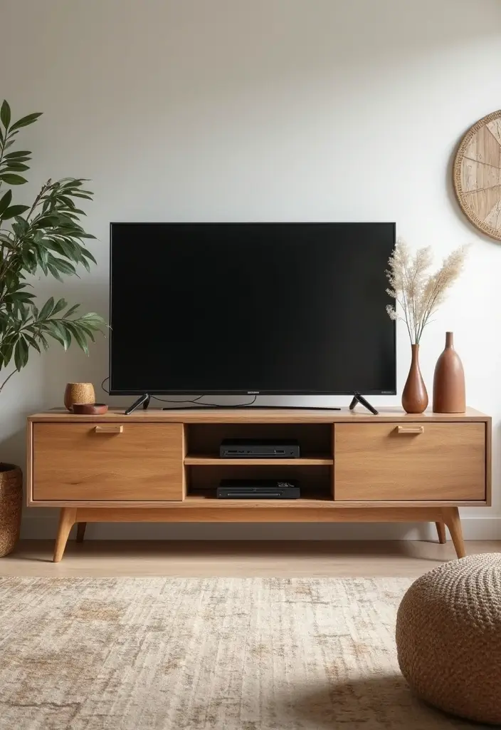 27 TV Stand Living Room Ideas That Look Functional and Sleek - 14. Eco-Friendly TV Stands