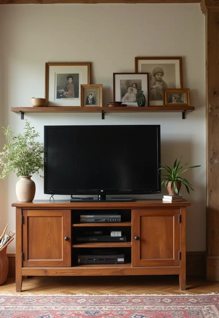 27 TV Stand Living Room Ideas That Look Functional and Sleek - 20. Traditional Wooden Stands