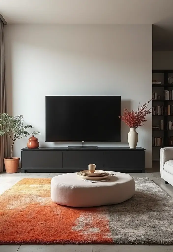 27 TV Stand Living Room Ideas That Look Functional and Sleek - 27. Monochrome TV Stands