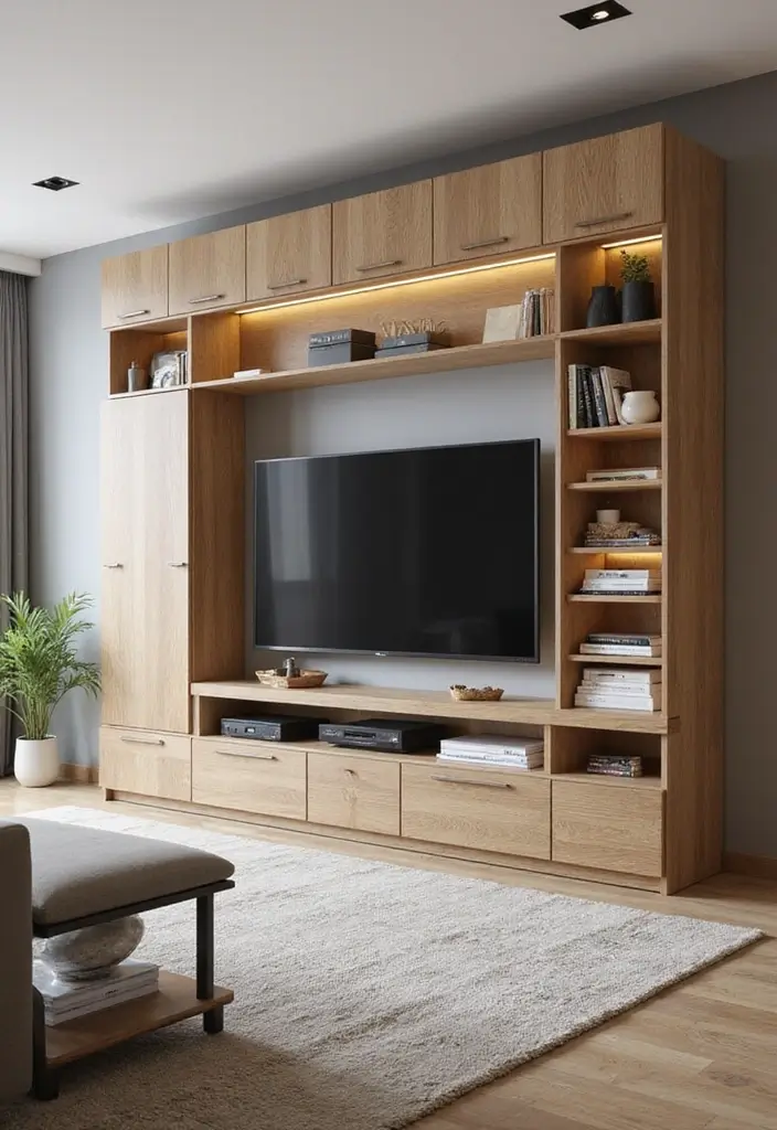 27 TV Stand Living Room Ideas That Look Functional and Sleek - 7. Multi-Functional TV Units