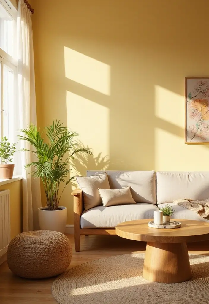 27 Yellow Living Room Ideas That Feel Cheerful and Bright - 1. Soft Butter Yellow Walls