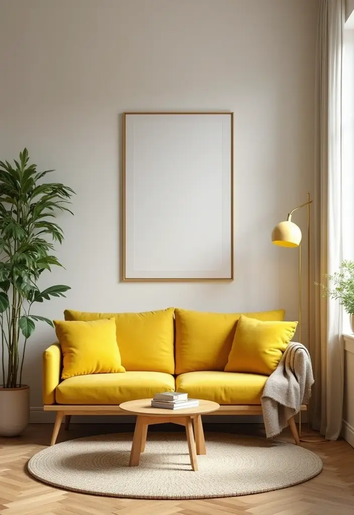 27 Yellow Living Room Ideas That Feel Cheerful and Bright - 16. Yellow Furniture Pieces