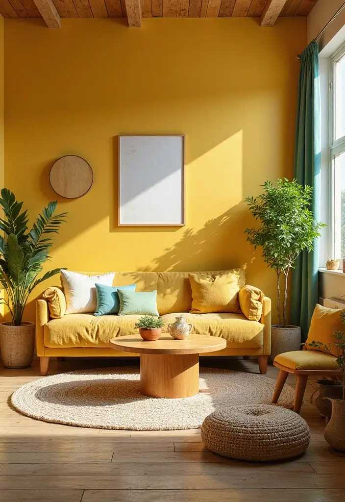 27 Yellow Living Room Ideas That Feel Cheerful and Bright - 20. Yellow in Multi-Colored Spaces