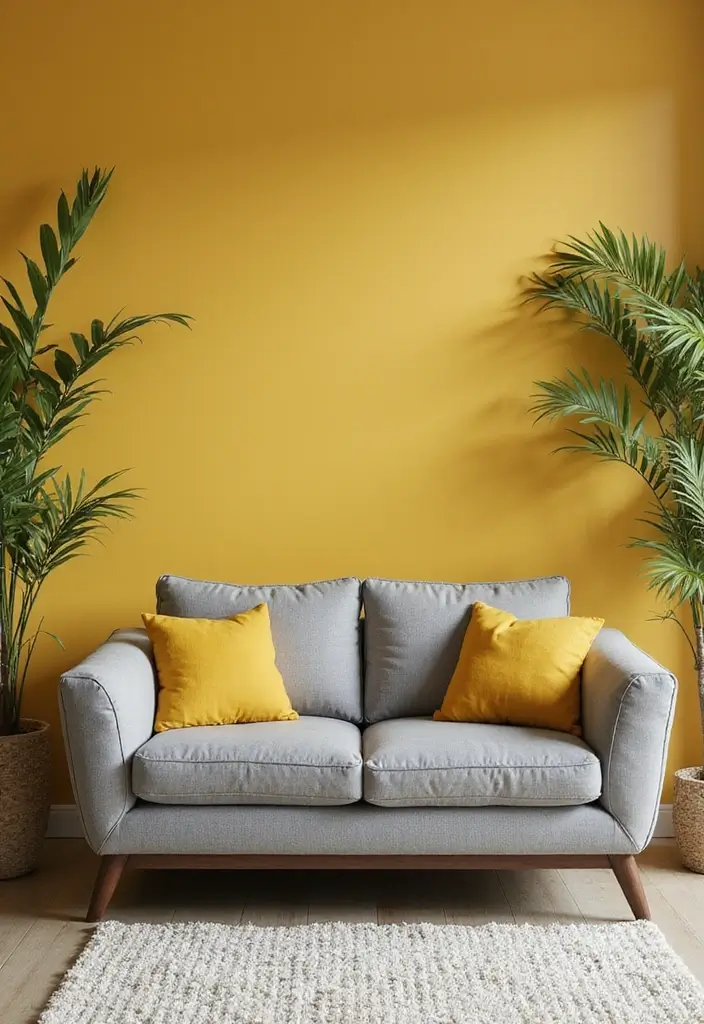 27 Yellow Living Room Ideas That Feel Cheerful and Bright - 3. Yellow and Gray Color Scheme
