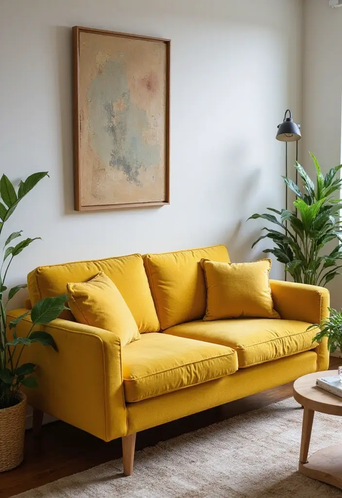 27 Yellow Living Room Ideas That Feel Cheerful and Bright - 6. Eco-Friendly Yellow Upholstery