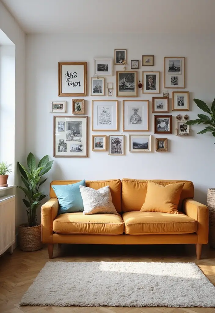 28 College Living Room Apartment Ideas That Are Budget Friendly and Stylish - 13. Personal Photo Displays