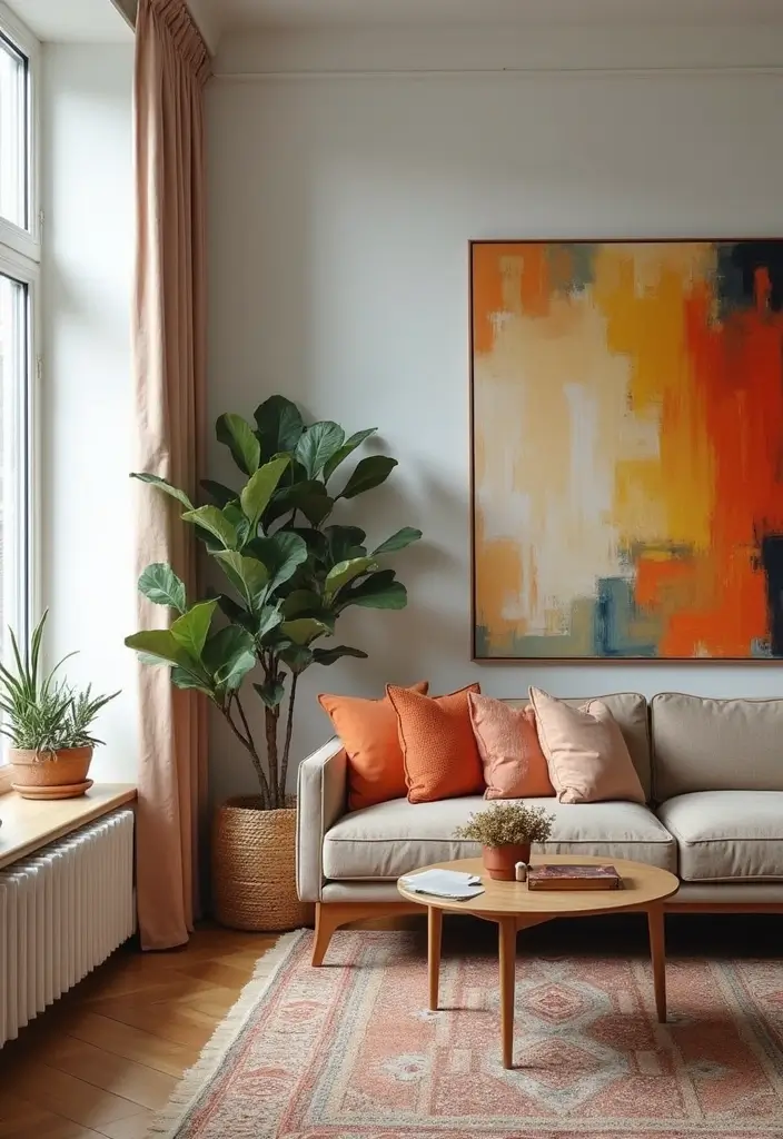 28 College Living Room Apartment Ideas That Are Budget Friendly and Stylish - 14. Incorporate a Statement Piece