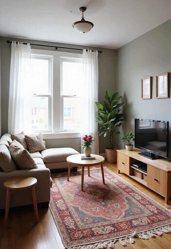 28 College Living Room Apartment Ideas That Are Budget Friendly and Stylish - 16. Rugs for Comfort