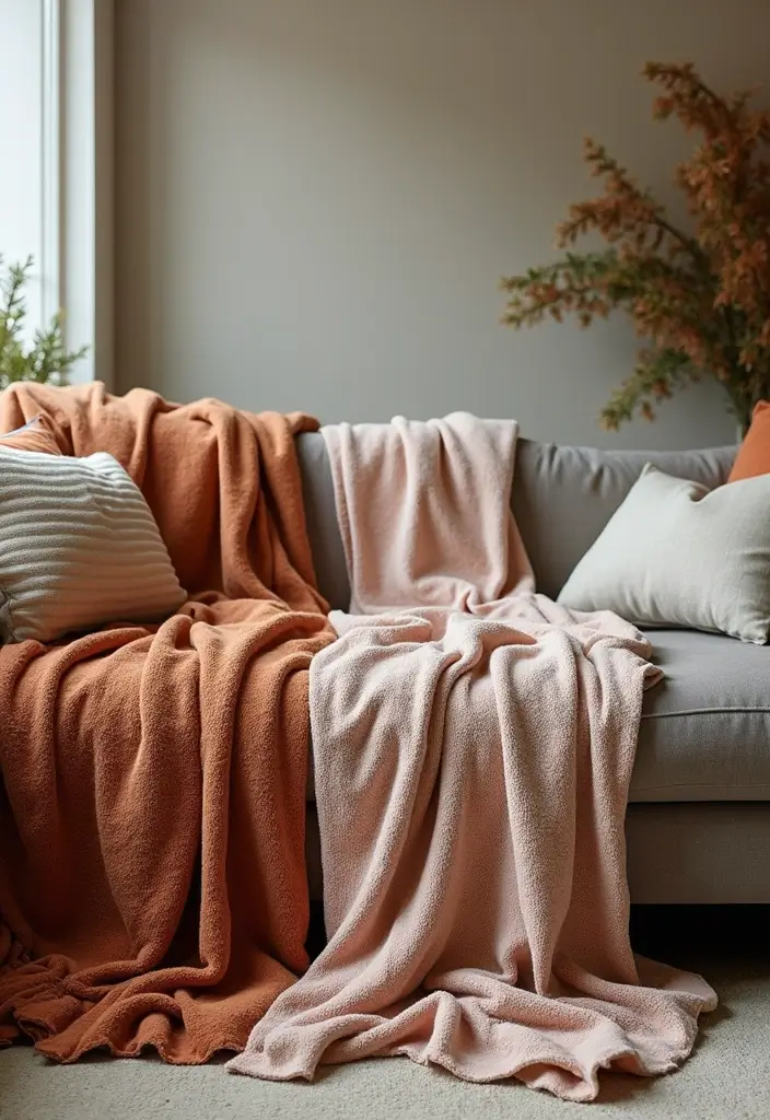 28 College Living Room Apartment Ideas That Are Budget Friendly and Stylish - 17. Decorative Throw Blankets