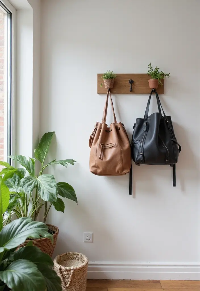 28 College Living Room Apartment Ideas That Are Budget Friendly and Stylish - 22. Functional Wall Hooks