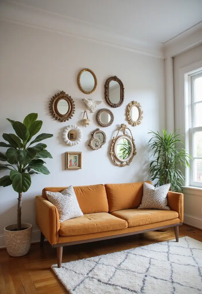 28 College Living Room Apartment Ideas That Are Budget Friendly and Stylish - 27. Use of Mirrors