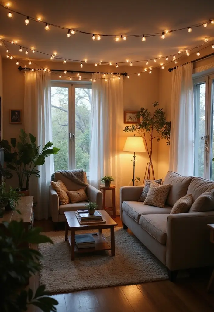 28 College Living Room Apartment Ideas That Are Budget Friendly and Stylish - 8. Sustainable Lighting Solutions