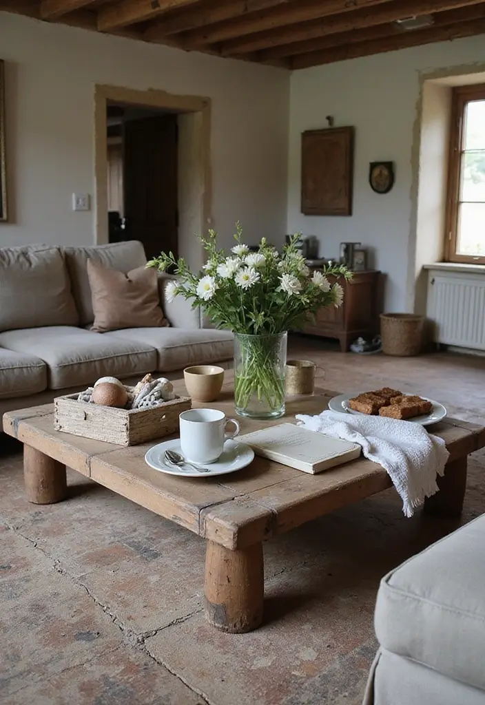 28 Country Living Room Decorating Ideas That Feel Rustic and Homey - 15. Interactive Coffee Tables