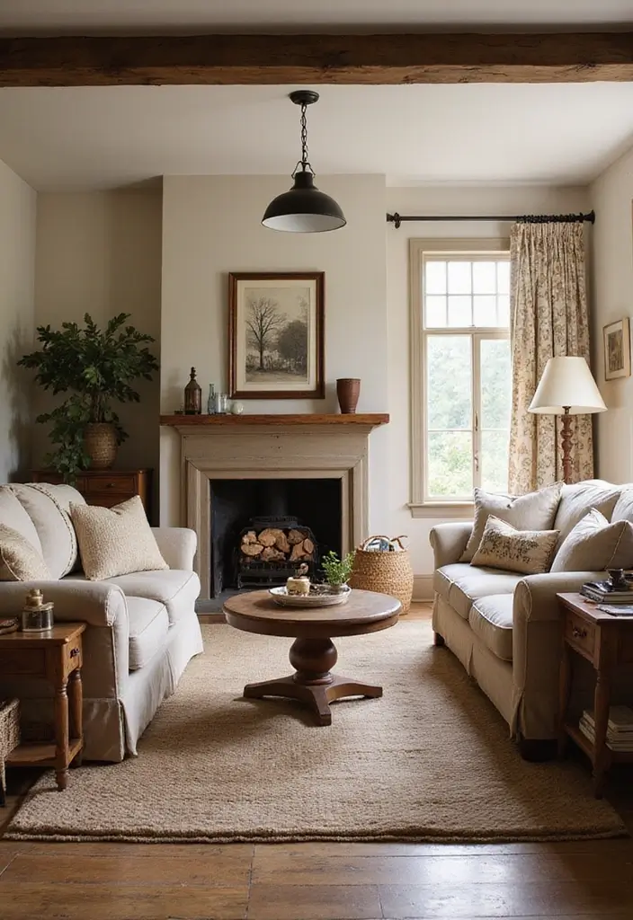 28 Country Living Room Decorating Ideas That Feel Rustic and Homey - 2. Cozy Farmhouse Furniture