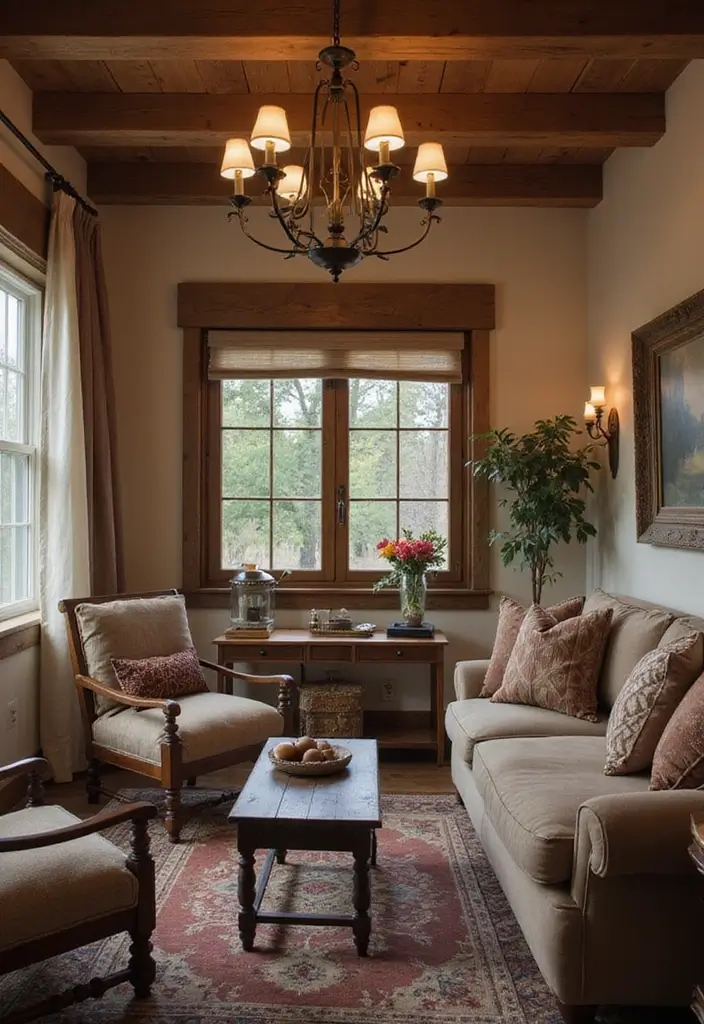 28 Country Living Room Decorating Ideas That Feel Rustic and Homey - 20. Farmhouse-inspired Lighting Fixtures