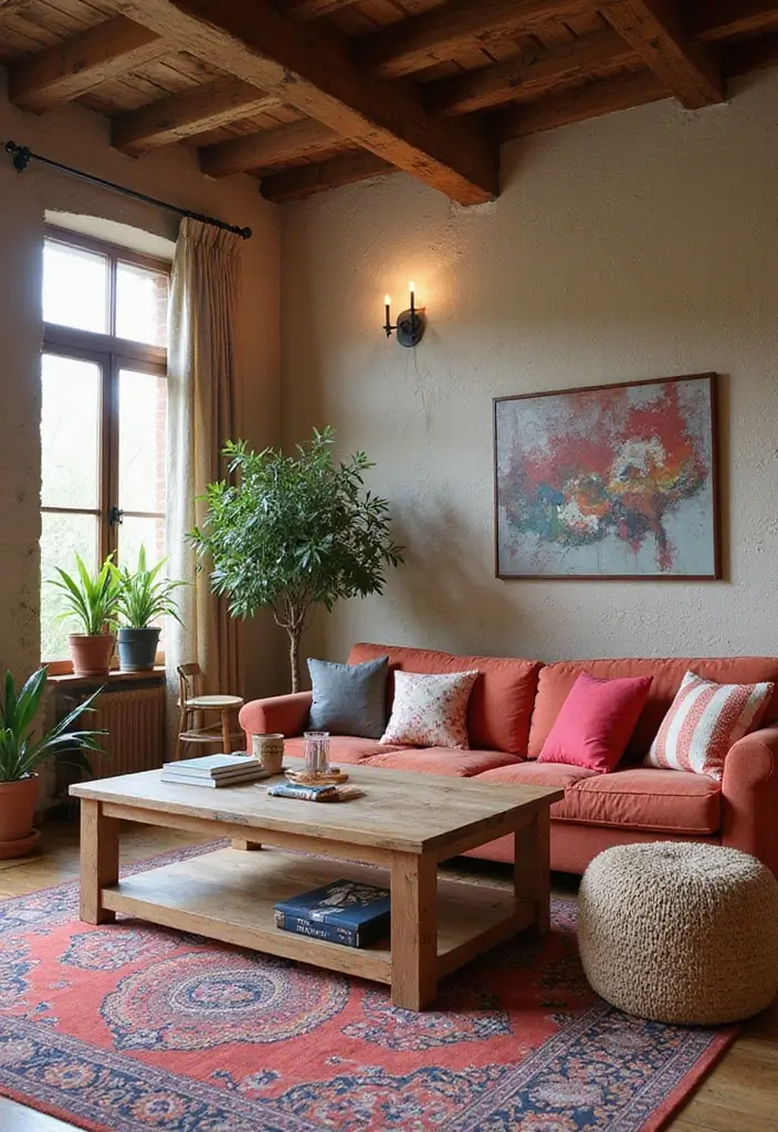 28 Country Living Room Decorating Ideas That Feel Rustic and Homey - 21. Playful Color Accents