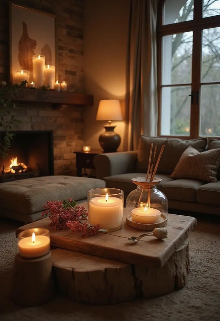 28 Country Living Room Decorating Ideas That Feel Rustic and Homey - 28. Tranquil Scents and Aromas