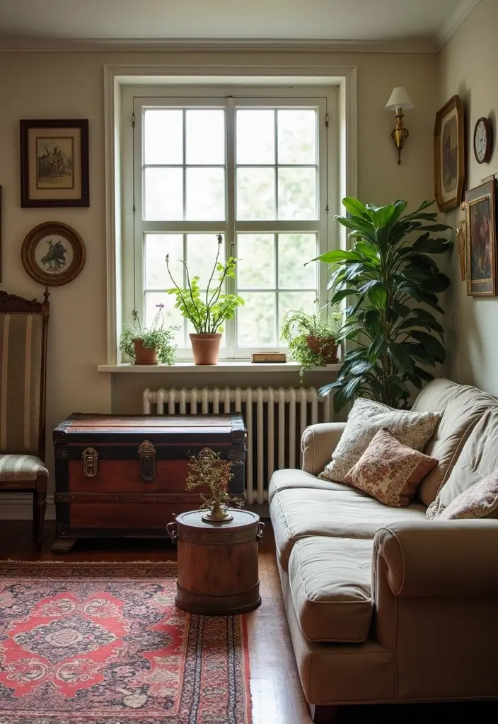 28 Country Living Room Decorating Ideas That Feel Rustic and Homey - 3. Vintage Home Accents