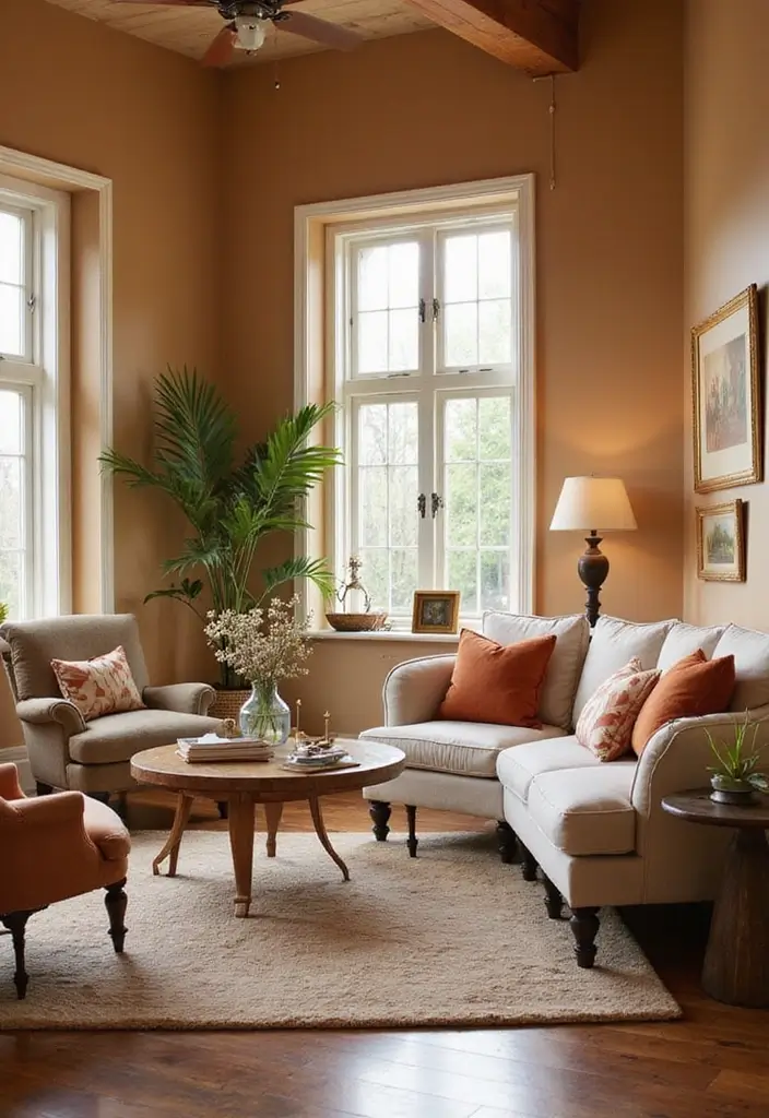 28 Country Living Room Decorating Ideas That Feel Rustic and Homey - 5. Warm Color Palettes