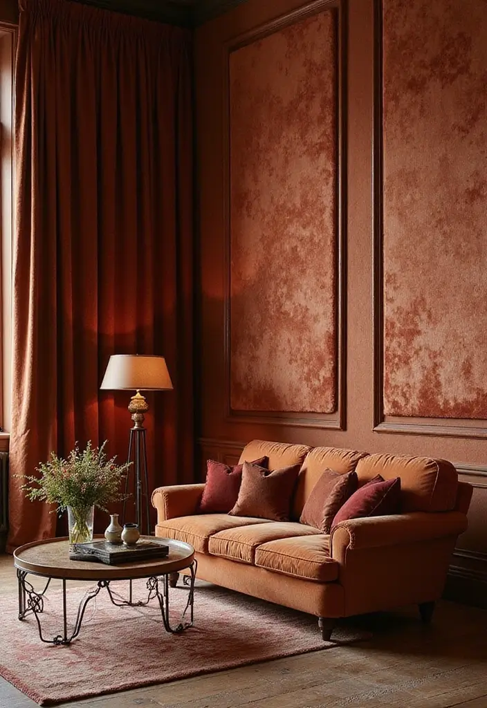 28 Curtains Design Living Room Ideas That Feel Modern and Elegant - 19. Textured Velvet Panels