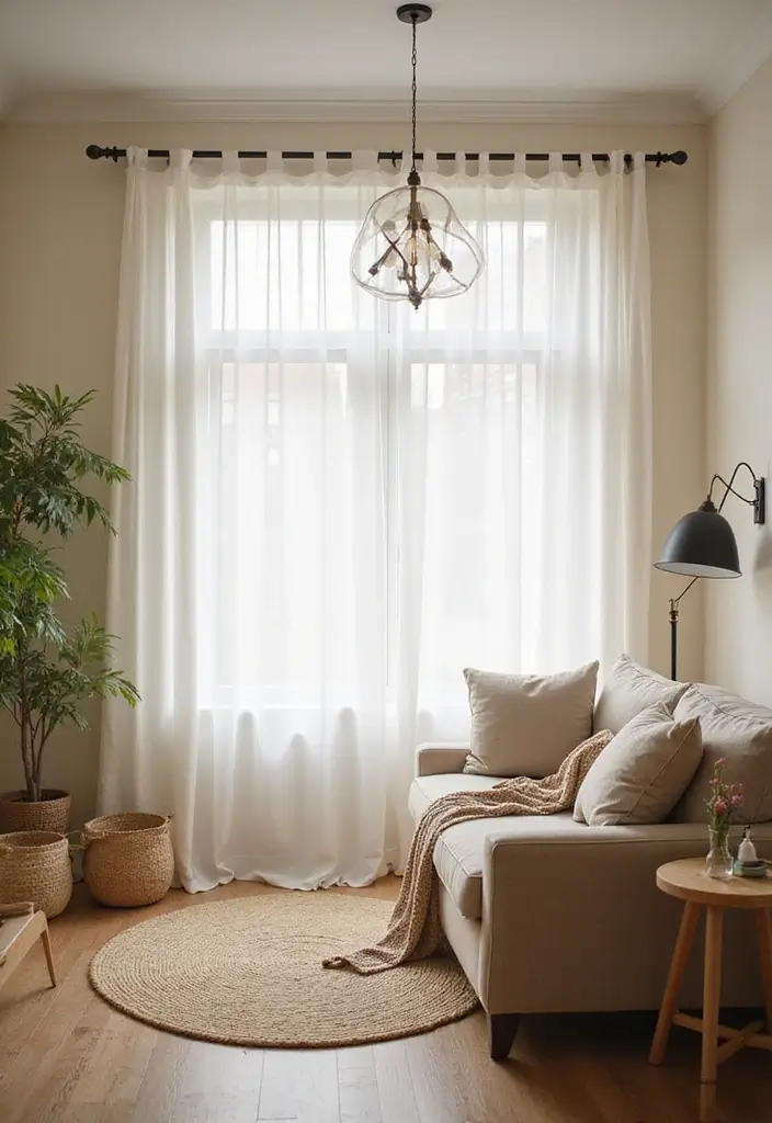 28 Curtains Design Living Room Ideas That Feel Modern and Elegant - 23. Lightweight Curtain Panels