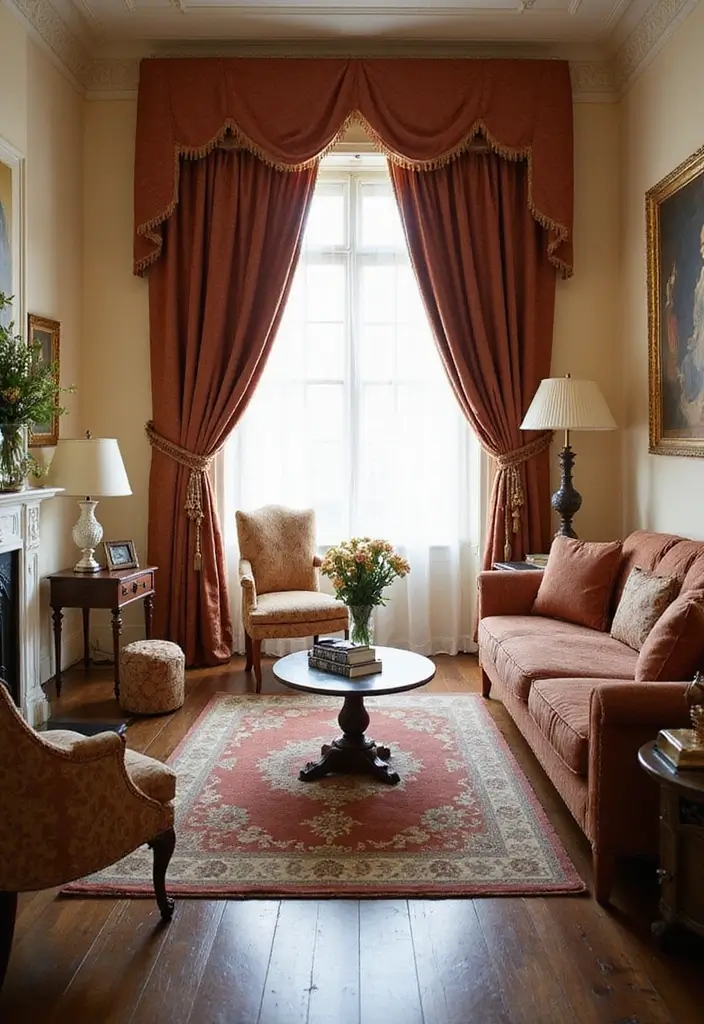 28 Curtains Design Living Room Ideas That Feel Modern and Elegant - 28. Timeless Traditional Styles