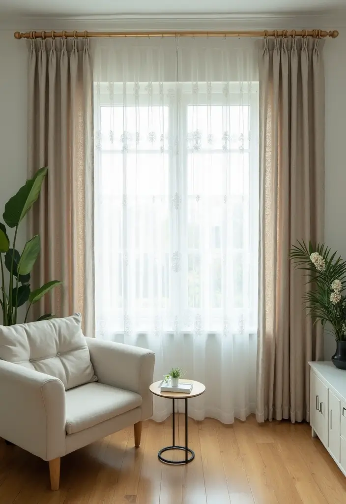 28 Curtains Design Living Room Ideas That Feel Modern and Elegant - 5. Sheer Curtains with Pattern