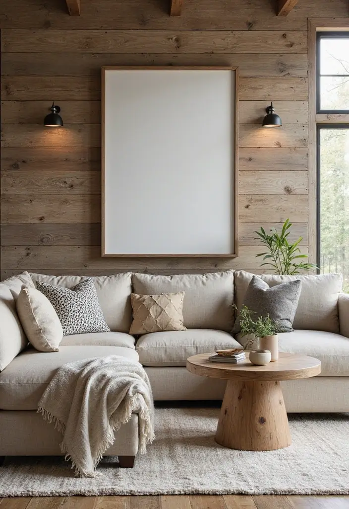 28 Dim Lighting Living Room Ideas That Feel Warm and Relaxing - 21. Textured Wall Treatments for Warmth