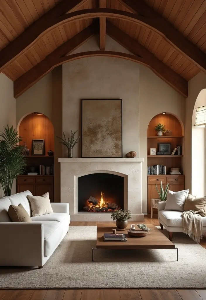 28 Dim Lighting Living Room Ideas That Feel Warm and Relaxing - 26. Emphasizing Architectural Features with Lighting