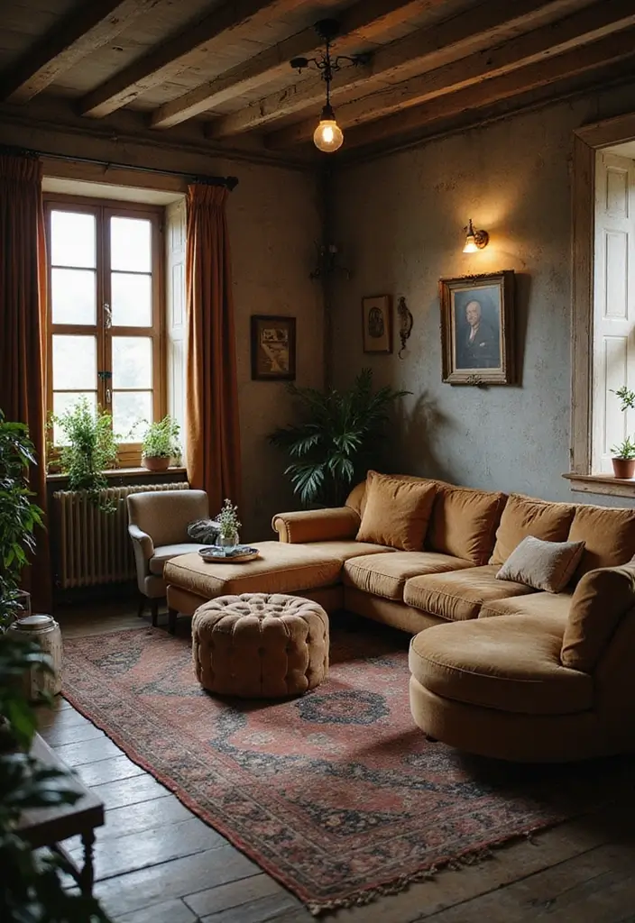 28 Dim Lighting Living Room Ideas That Feel Warm and Relaxing - 27. Mix of Old and New Elements