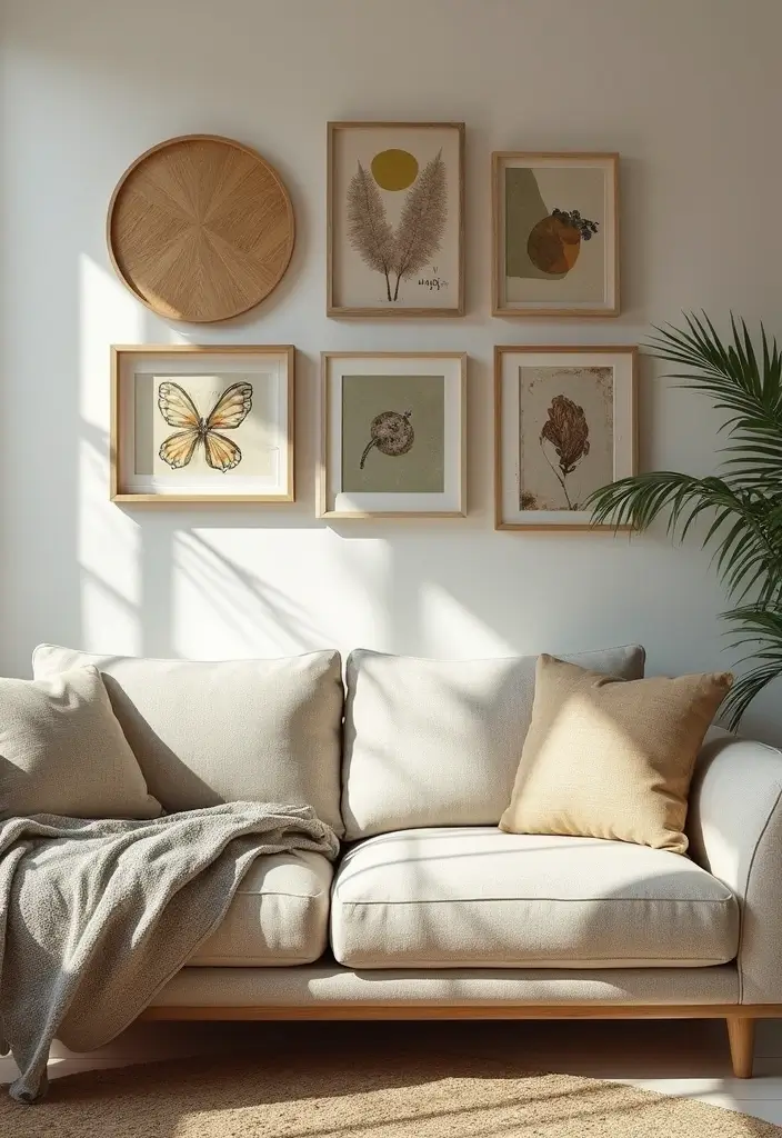 28 Earthy Living Room Ideas That Feel Grounded and Relaxed - 12. Sustainable Artwork