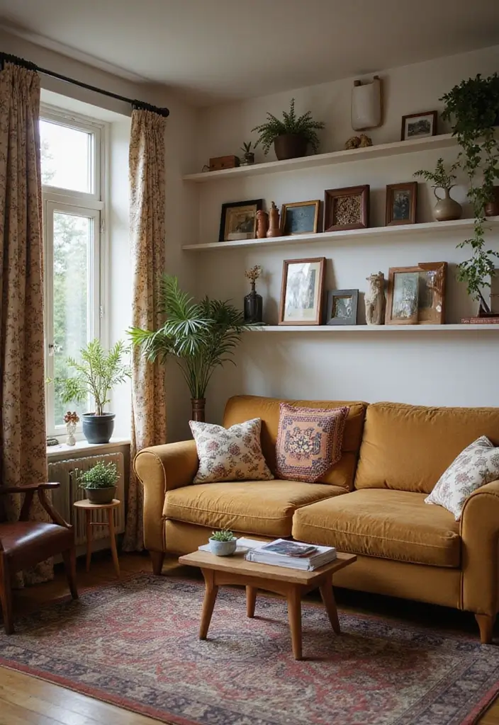 28 Earthy Living Room Ideas That Feel Grounded and Relaxed - 27. Personal Touches with Family Heirlooms