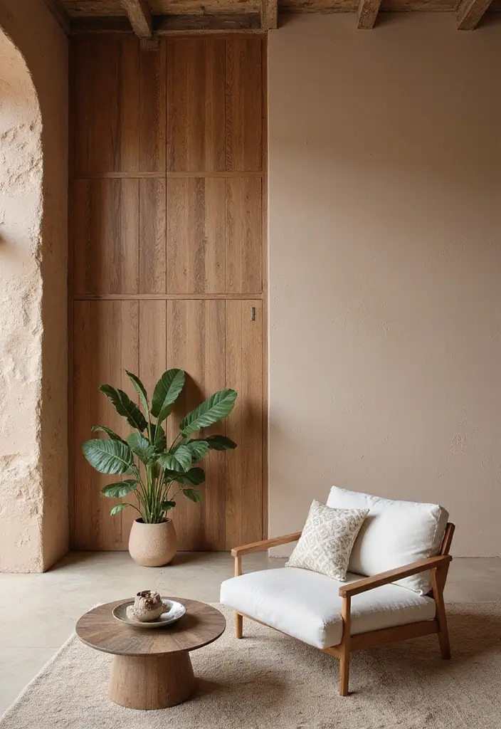 28 Earthy Living Room Ideas That Feel Grounded and Relaxed - 28. Natural Wall Treatments