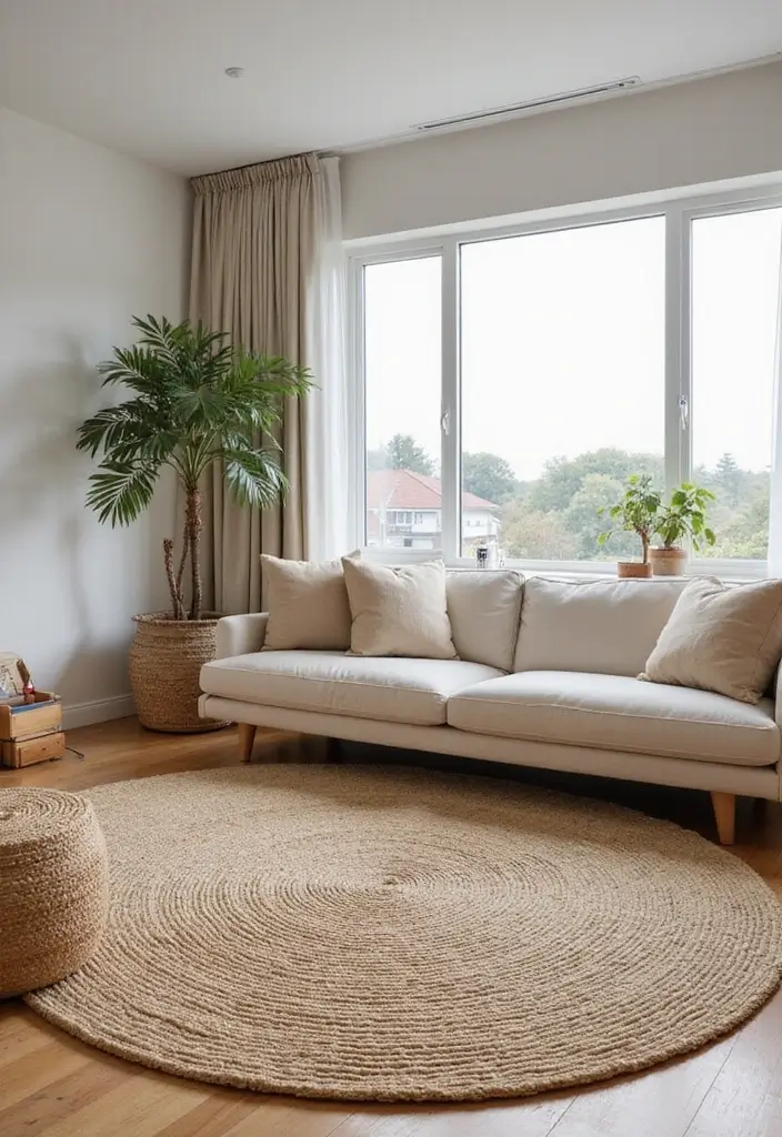 28 Earthy Living Room Ideas That Feel Grounded and Relaxed - 3. Natural Fiber Rugs