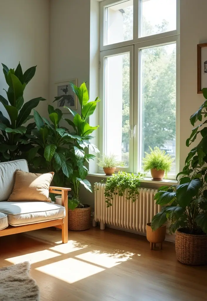 28 Earthy Living Room Ideas That Feel Grounded and Relaxed - 4. Biophilic Design with Indoor Plants