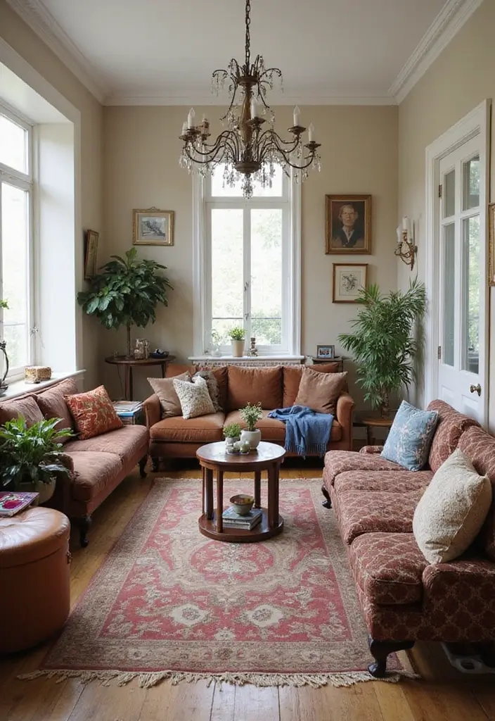 28 Earthy Living Room Ideas That Feel Grounded and Relaxed - 6. Vintage and Thrifted Finds