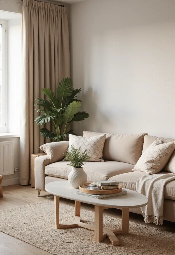 28 Light Brown Living Room Ideas That Feel Neutral and Inviting - 21. Neutral Patterns for Subtle Style