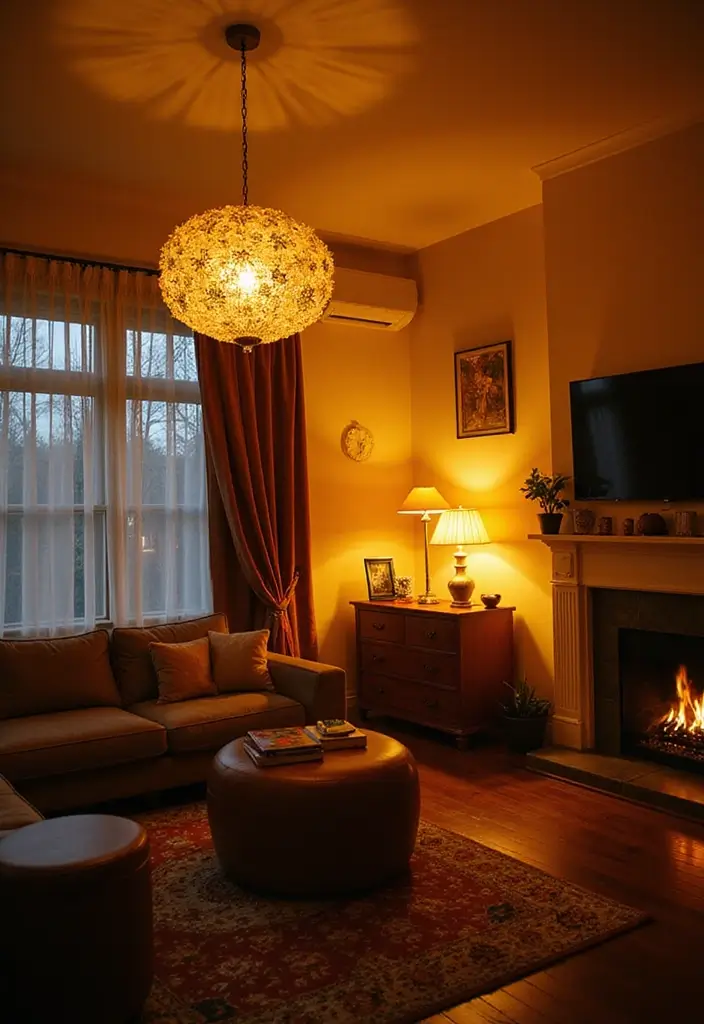 28 Light Brown Living Room Ideas That Feel Neutral and Inviting - 4. Light Fixtures that Enhance Warmth