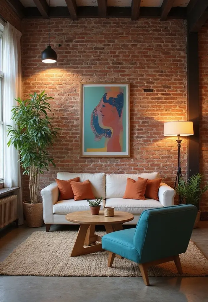 28 Living Room Loft Ideas That Feel Open and Urban - 1. Embrace Exposed Brick