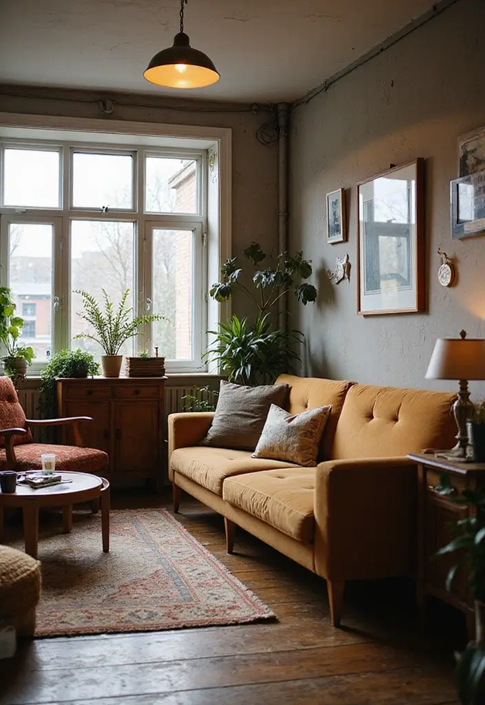 28 Living Room Loft Ideas That Feel Open and Urban - 12. Vintage Finds